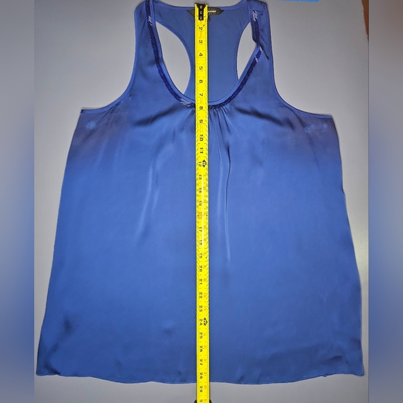 ❗️(3)/$25❗[EXPRESS] Design Studio Cobalt Blue Tank top Beaded NecklineFringe [L] - Picture 6 of 9